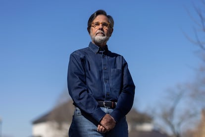 Tom Cartwright, retired JP Morgan executive, outside his home in Columbus, Ohio, in March 2025.