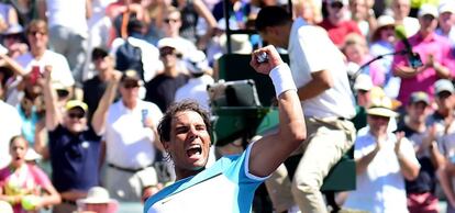 Nadal celebra su triunfo contra Nishikori.