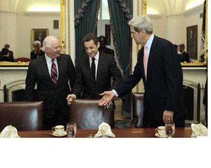 Sarkozy y Obama, durante la conferencia de prensa en la Casa Blanca.