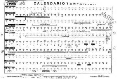 Hoja de planificación de la temporada de Joseba Beloki durante el año 2005.