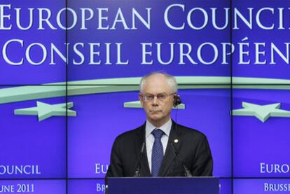 El presidente del Consejo Europeo, Herman Van Rompuy, en una rueda de prensa el pasado junio.