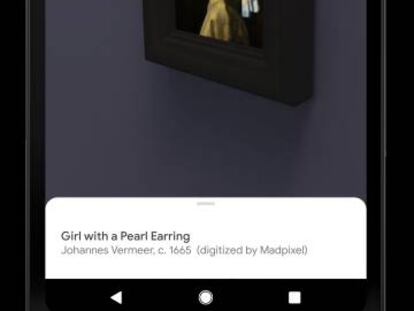 'La joven de la perla', expuesta en un móvil. 