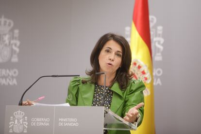 Health state secretary, Silvia Calzón, at a government press conference on the coronavirus crisis on Thursday.