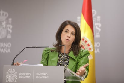 Health state secretary, Silvia Calzón, at a government press conference on the coronavirus crisis on Thursday.