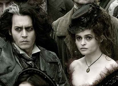 Johnny Depp y Helena Bonham Carter en <i>Sweeney Todd</i><b>, de Tim Burton.</b>
