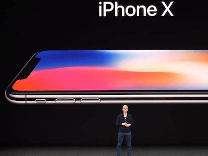 Tim Cook, CEO da Apple, apresenta o novo iPhone 8.