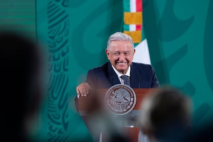 El presidente de México, Andrés Manuel López Obrador, en conferencia de prensa el jueves.