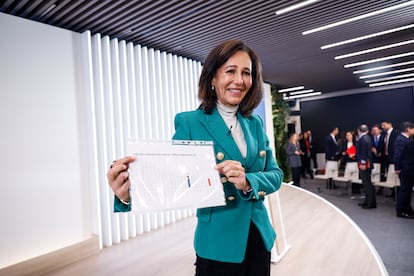 La presidenta de Banco Santander, Ana Patricia Botín, durante la presentación de resultados de 2024.