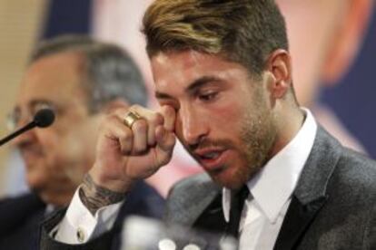 Ramos, emocionado durante la rueda de prensa.