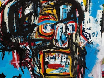 A tela sem título do artista Jean-Michel Basquiat.