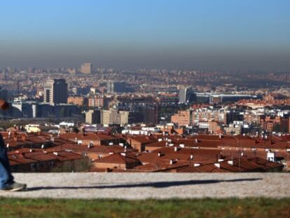 Boina de contaminación observable hoy en Madrid.