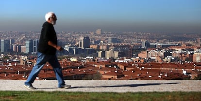Boina de contaminación observable hoy en Madrid.