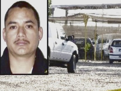 Fotomontaje con la cara de Ávila y el lugar donde quedó su coche.