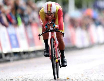 Jonathan Castroviejo, durante la contrarreloj de los Europeos de ciclismo.