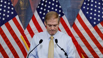 El congresista Jim Jordan, durante la rueda de prensa de este viernes en el Capitolio.