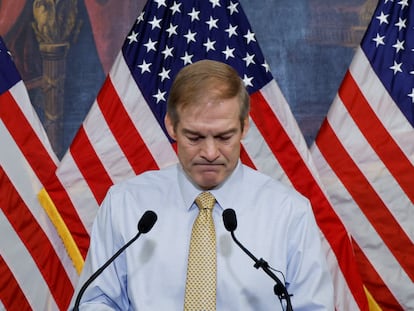 El congresista Jim Jordan, durante la rueda de prensa de este viernes en el Capitolio.