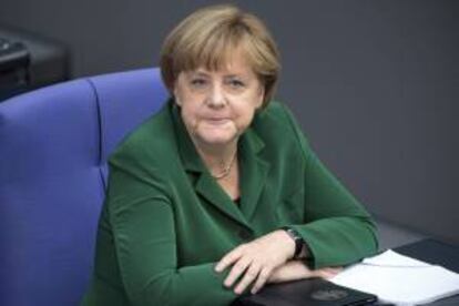 La canciller alemana Angela Merkel en el Bundestag, la cámara baja alemana, en Berlín, Alemania. EFE/Archivo