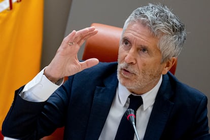 El ministro del Interior, Fernando Grande-Marlaska, este miércoles, durante el balance provisional de la siniestralidad vial durante la Operación Verano.  