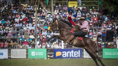 Un rodeo durante la Semana del Turismo, también conocida como Semana Criolla, en Montevideo, el 14 de abril de 2022.