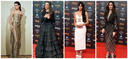 Desde la izquierda, Milena Smit, Ángela Molina, Aitana y Paz Vega en la gala de los Premios Goya 2021