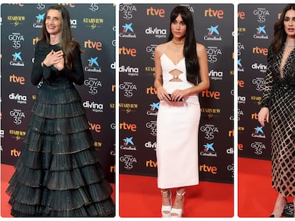 Desde la izquierda, Milena Smit, Ángela Molina, Aitana y Paz Vega en la gala de los Premios Goya 2021