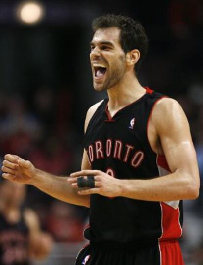 Calderón, durante un partido con los Raptors.