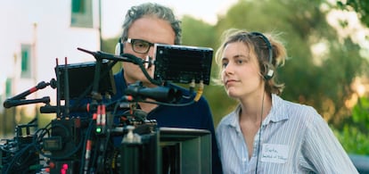 Greta Gerwig on the set of 'Lady Bird'.