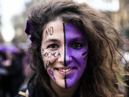 Una joven, en la manifestación del pasado 8-M en Madrid.