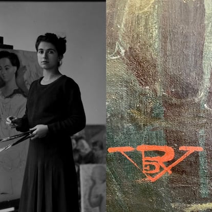 A la izquierda, Rosario Velasco (1925), a la derecha, su firma.