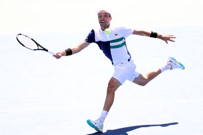 Roberto Bautista, durante el partido contra Pospisil en la pista Louis Armstrong.