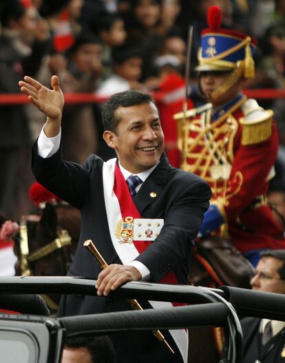 Un gesto de Ollanta Humala durante la celebración del Día de la Independencia.
