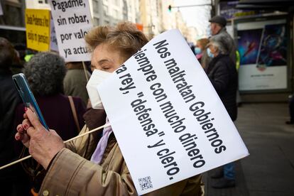 Protesta de pensionistas, el pasado febrero en Madrid.