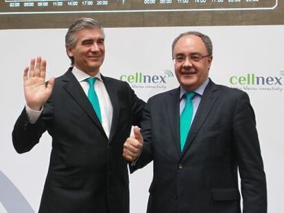 Francisco Reyn&eacute;s, consejero delegado de Abertis y presidente de Cellnex, y Tob&iacute;as Mart&iacute;nez, consejero delegado de Cellnex.