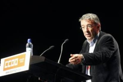 El coordinador general de IU en Madrid, Gregorio Gordo, durante un acto en apoyo a la huelga general organizado por la coalición. EFE/Archivo