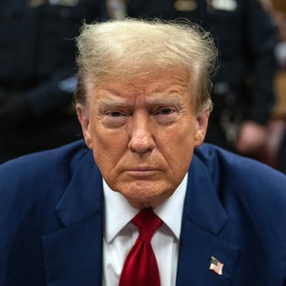 NEW YORK, NEW YORK - APRIL 30: Former U.S. President Donald Trump appears in court during his trial for allegedly covering up hush money payments at Manhattan Criminal Court on April 30, 2024 in New York City. Former U.S. President Donald Trump faces 34 felony counts of falsifying business records in the first of his criminal cases to go to trial.  (Photo by Victor J. Blue-Pool/Getty Images)