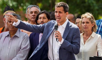 O oposicionista Juan Guaidó participa de uma concentração contra o Governo de Nicolás Maduro.