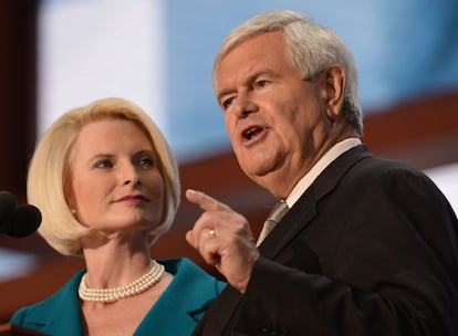 Callista y Newt Gingrich durante su discurso conjunto en el último día de la Convención.