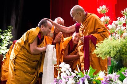 El l&iacute;der espiritual, el Dalai Lama, durante su visita a Estrasburgo. 