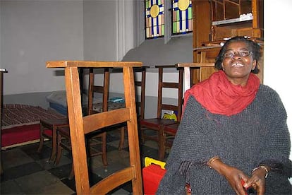 Kouadio, una de los inmigrantes que ocupan la iglesia de Nuestra Señora de la Inmaculada de Bruselas.