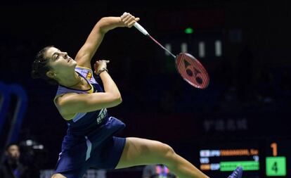 Carolina Marin en el partido contra Sayaka Takahashi.