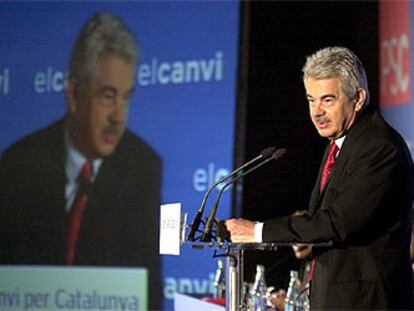 Pascual Maragall durante la presentación de su programa en la III Conferencia Nacional del PSC.