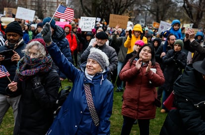 Una manifestación en apoyo a la Universidad de Harvard ante las medidas de Tump contra la institución, en abril de 2025.