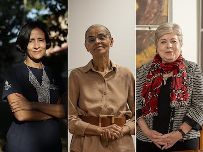 Susana Muhamad, Marina Silva y Alicia Bárcena, ministras de Medio Ambiente de Colombia, Brasil y México, respectivamente