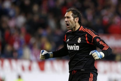 Diego López, en el encuentro liguero en el Calderón (1-2).