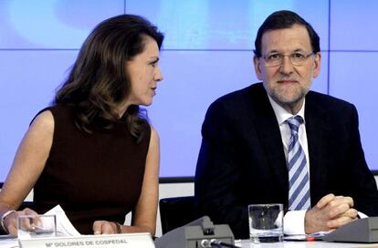 Mariano Rajoy y Mar&iacute;a Dolores de Cospedal en la &uacute;ltima Junta Directiva Nacional del PP. 