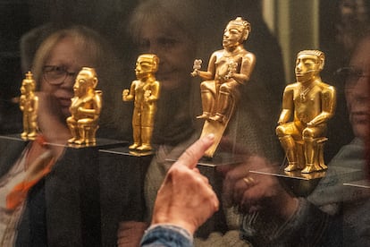 Las vitrinas donde se guarda el Tesoro de Quimbaya, en el Museo de América de Madrid.