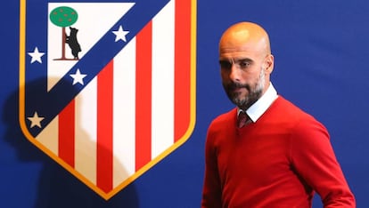 Guardiola, a la sala de premsa del Vicente Calderón.