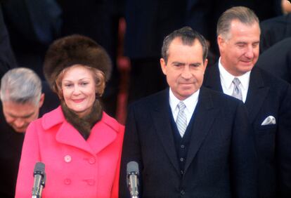 El presidente Richard Nixon y su esposa, Patricia, el 20 de enero de 1969 en su toma de posesión.)