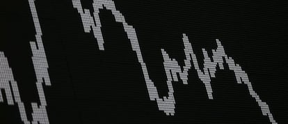Esto sí son curvas y no lo de Montmeló. Monitor en el DAX de Fráncfort.