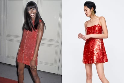 El minivestido de lentejuelas

Lo complicado de esta opción es que siente igual de bien que a Naomi Campbell. Por lo demás, está disponible en Zara por 49,95 euros.